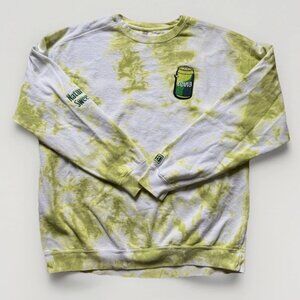 RARE Zevia Promo Sweatshirt Green and White Tie Dye With Removable Soda Can
